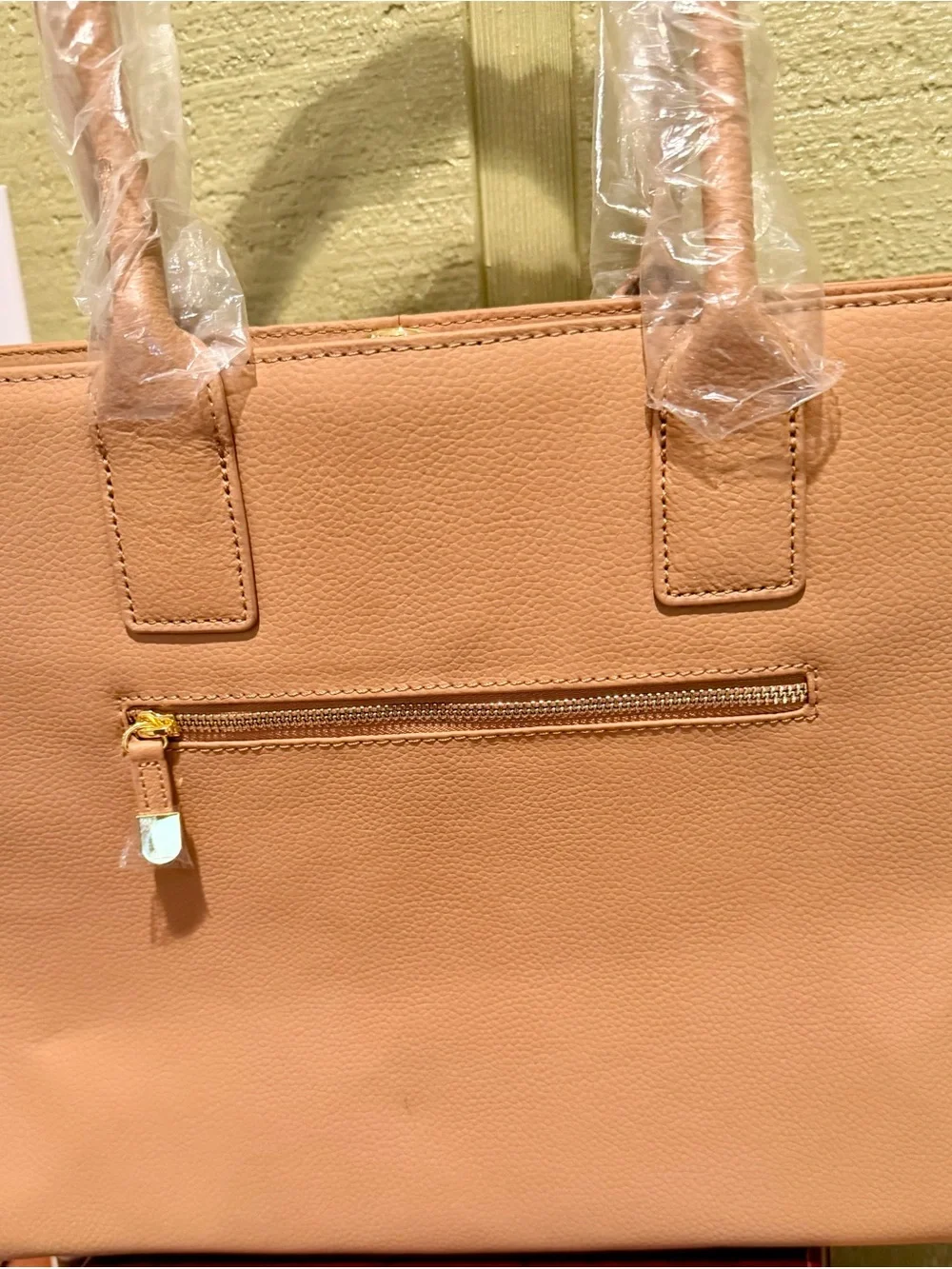 Joy & IMAN Warm Camel Structured Tote Handbag NWT Organizer Bag w/ Flashlight